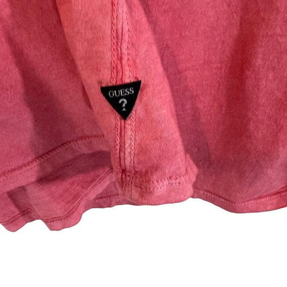 Guess Women’s Light Pink V Neck T Shirt Plus Size XXL Basic Plain Short Sleeves - Picture 3 of 6